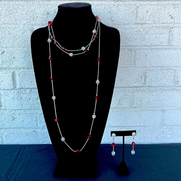 Long Strand Beaded Necklace & Earring Set - Picture 3 of 5